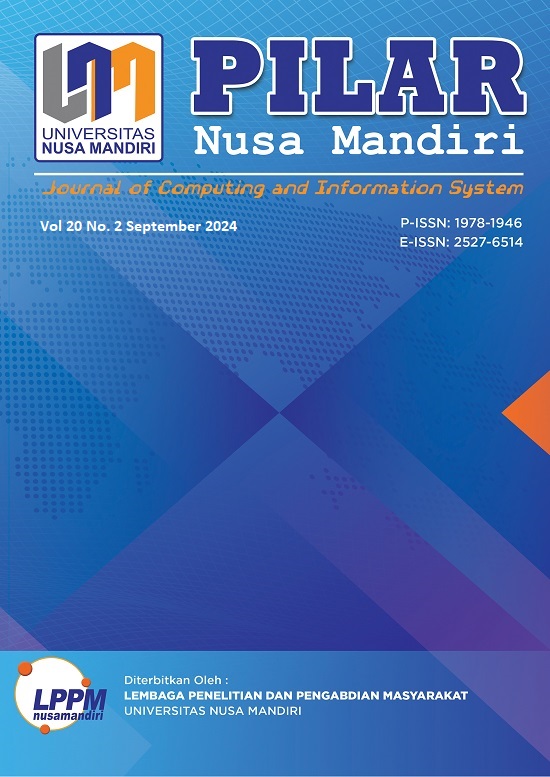 					View Vol. 20 No. 2 (2024): Pilar Nusa Mandiri : Journal of Computing and Information System Publishing Period for September 2024
				