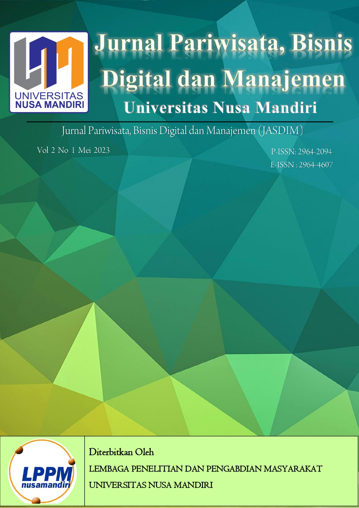 					View Vol. 2 No. 1 (2023): Jurnal Pariwisata, Bisnis Digital dan Manajemen Periode Mei 2023
				
